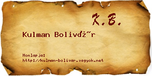 Kulman Bolivár névjegykártya